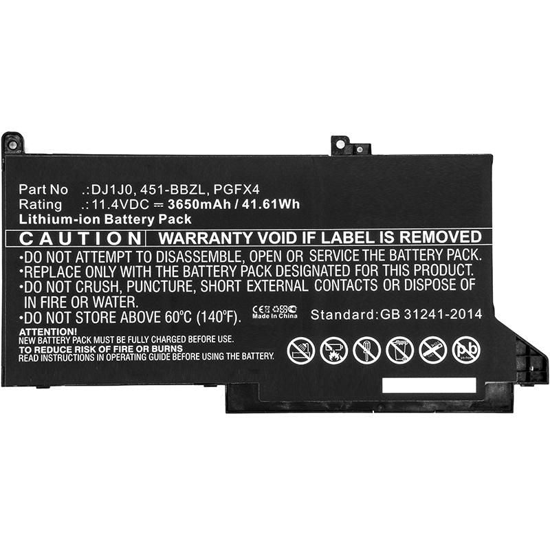 CoreParts Laptop Battery for Dell 41.04Wh 11.4V 3600mAh 42Wh Li-ion 11.4V 3650mAh Black, Latitude 12 7000, Latitude 12 7280, Latitude 12 7480