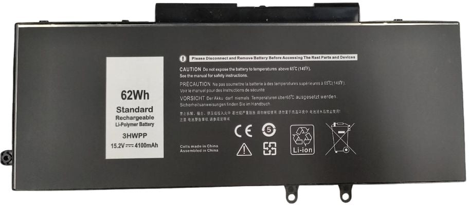 CoreParts Laptop Battery for Dell 62.32Wh 15.2V 4100mAh 63.08Wh Li-Polymer 15.2V 4150mAh Black for DELL Notebook, Laptop Latitude 5401,