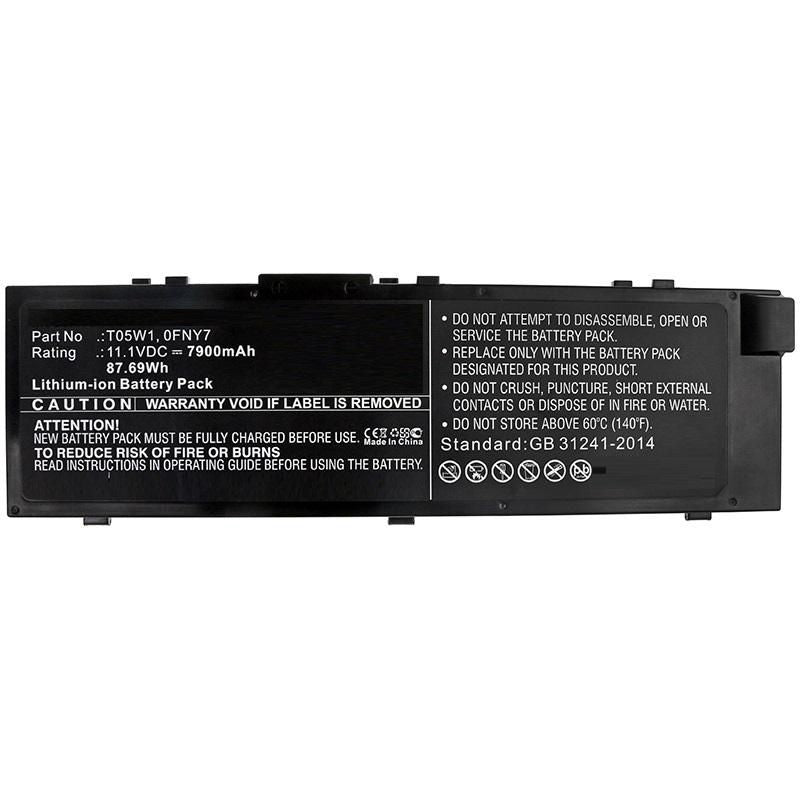 CoreParts Laptop Battery for Dell 87.69Wh 11.1V 7900mAh 87.69Wh Li-ion 11.1V 7900mAh Black for DELL Notebook, Laptop Precision 15 7000,