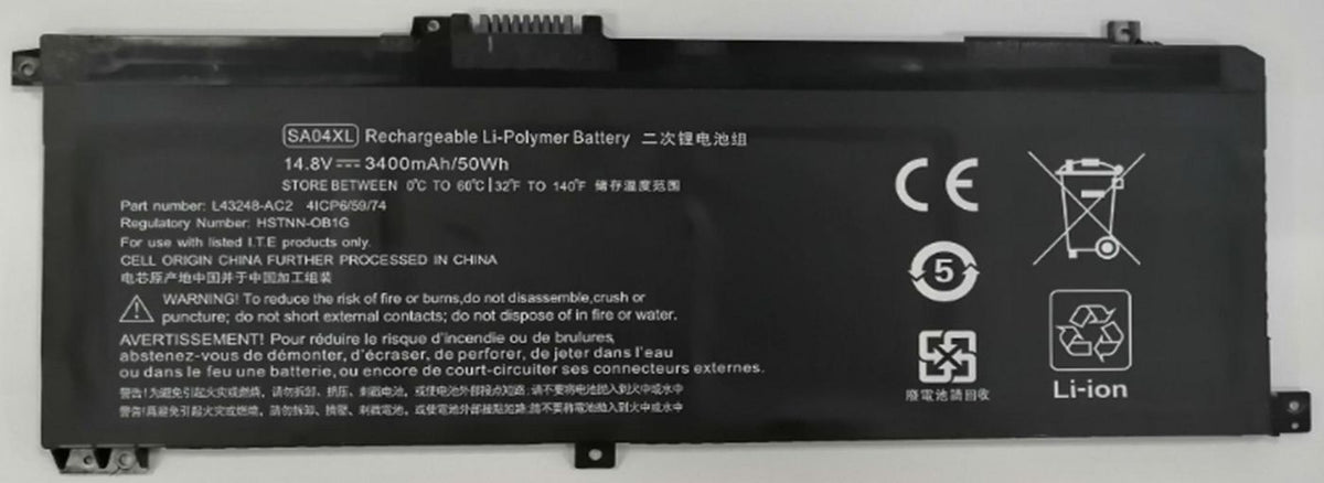 CoreParts Laptop Battery for HP 50.32Wh 14.8V 3400mAh 50Wh Li-ion 14.8V 3350mAh for HP Envy 15-DR0000, Envy 15-DR0000 X360, Envy 15-dr0001ng