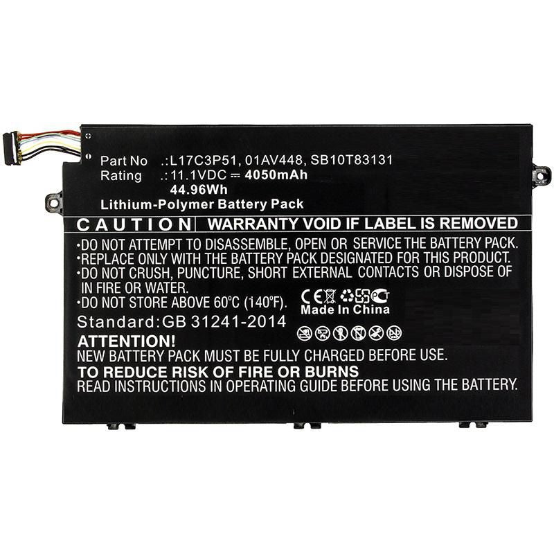 CoreParts Laptop Battery for Lenovo 39.96Wh 11.1V 3600mAh 40W Li-ion, 11.1V 3.6Ah, Lenovo ThinkPad E14, E15, E490, E580