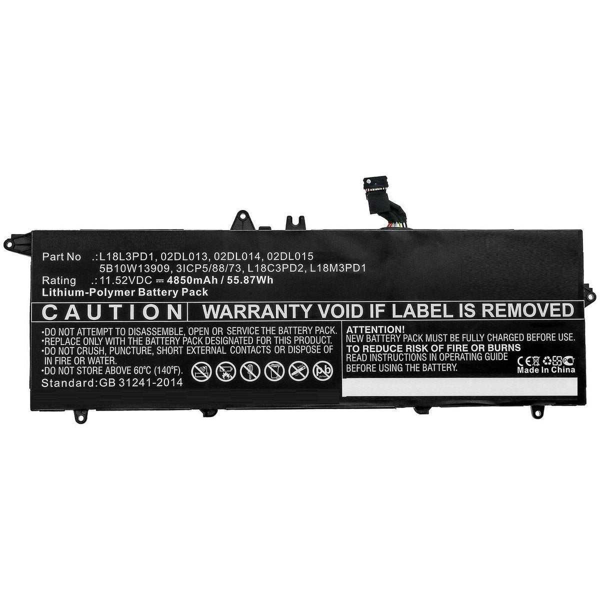CoreParts Laptop Battery for Lenovo 53.71Wh 11.55V 4650mAh 54Wh Li-Pol 11.52V 4650mAh Black
