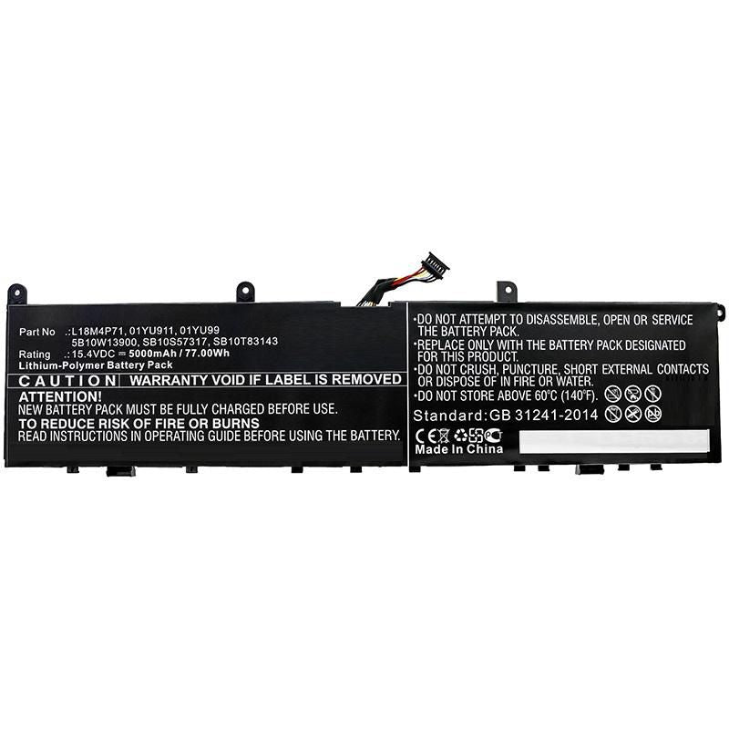 CoreParts Laptop Battery for Lenovo 79.77Wh 15.4V 5180mAh 77Wh Li-Pol 15.4V 5000mAh Black for Lenovo Notebook, Laptop ThinkPad P1 2019,