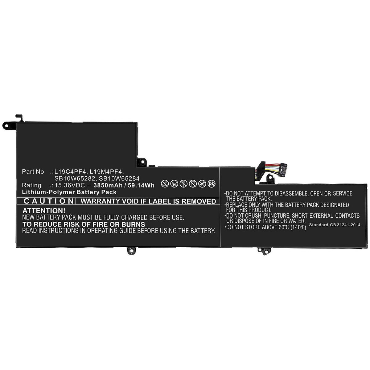 CoreParts Laptop Battery for Lenovo 52.36Wh 15.4V 3400mAh 52.36Wh Li-Pol 15.4V 3400mAh Black for Lenovo Notebook, Laptop Yoga 14s, Yoga 7 Slim