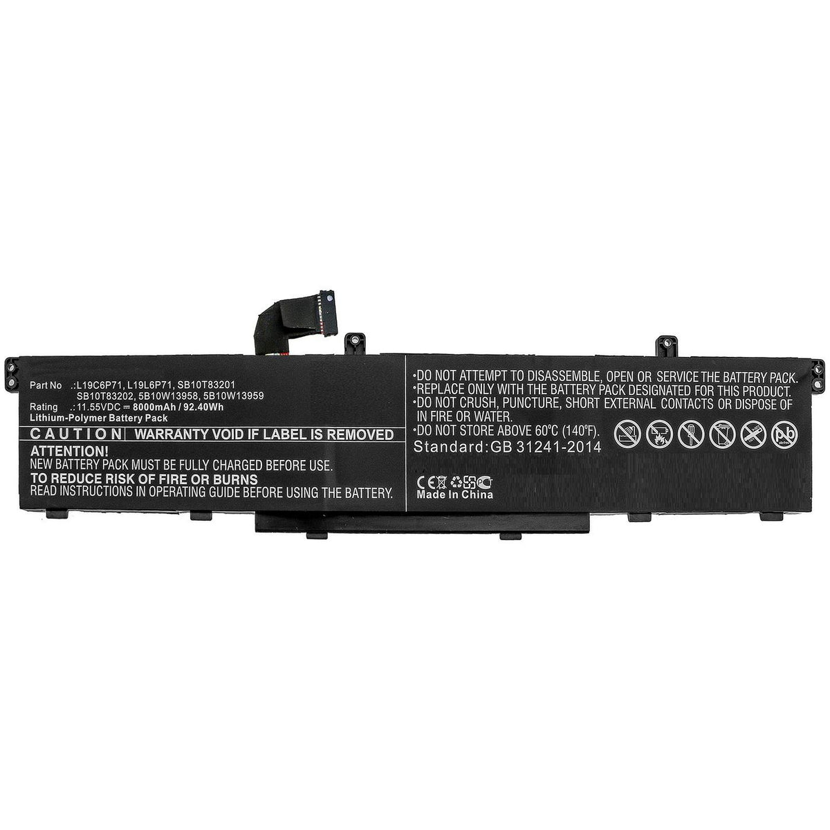 CoreParts Laptop Battery for Lenovo 92.40Wh 11.55V 8000mAh 92.40Wh Li-Polymer 11.55V 8000mAh for Lenovo ThinkPad P15, ThinkPad P15 Gen 1