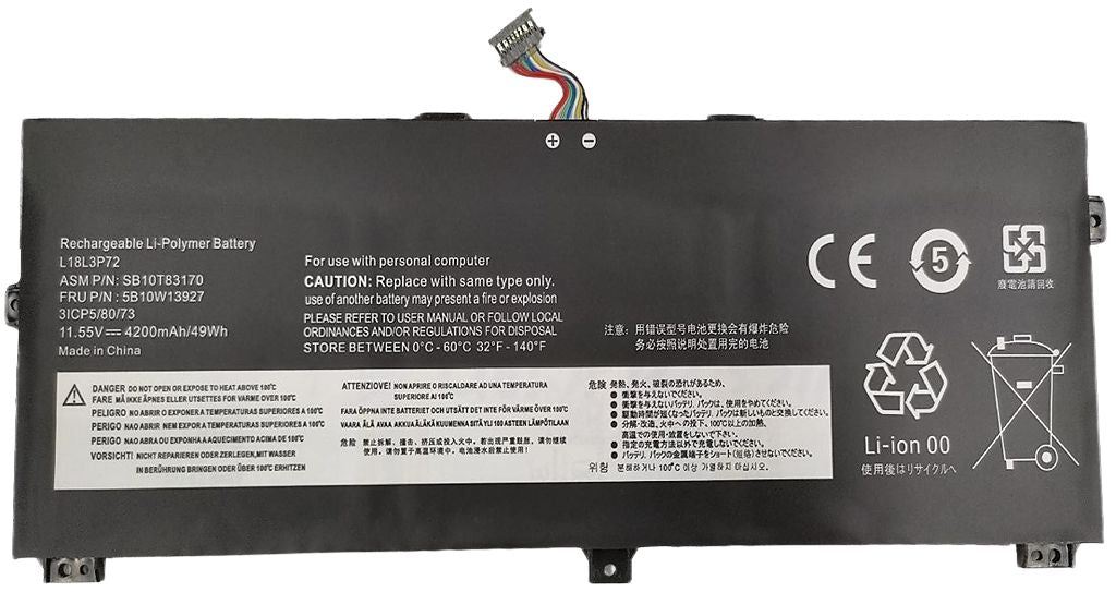 CoreParts Laptop Battery for Lenovo 48.51Wh 11.55V 4200mAh 49Wh Li-Polymer 11.55V 4200mAh for Lenovo ThinkPad X390 Yoga, ThinkPad X390