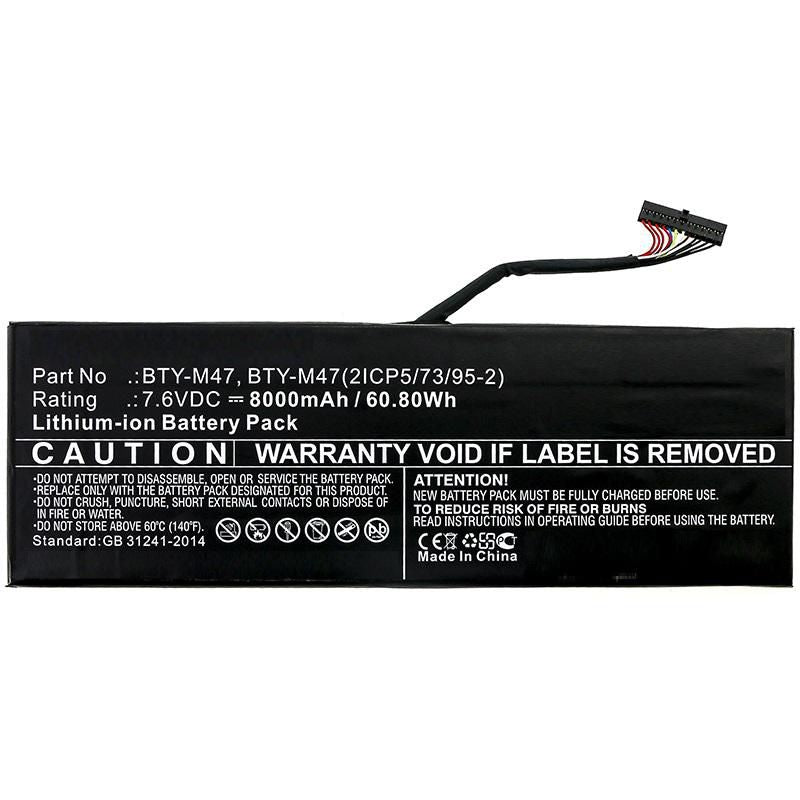 CoreParts Laptop Battery for MSI 60.80Wh 7.6V 8000mAh 61WH Li-ion 7.6V 8Ah GS40, GS40 6QD, GS40 6QD Phantom