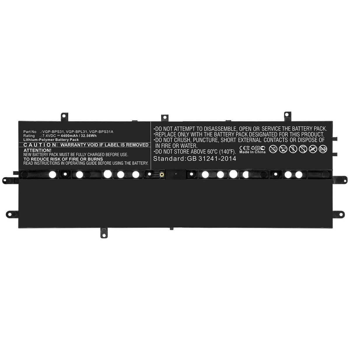 CoreParts Laptop Battery for Sony 32.56Wh 7.4V 4400mAh 32.56Wh Li-Pol 7.4V 4400mAh Black for Sony Notebook, Laptop SVD11213CX, SVD11213CXB,