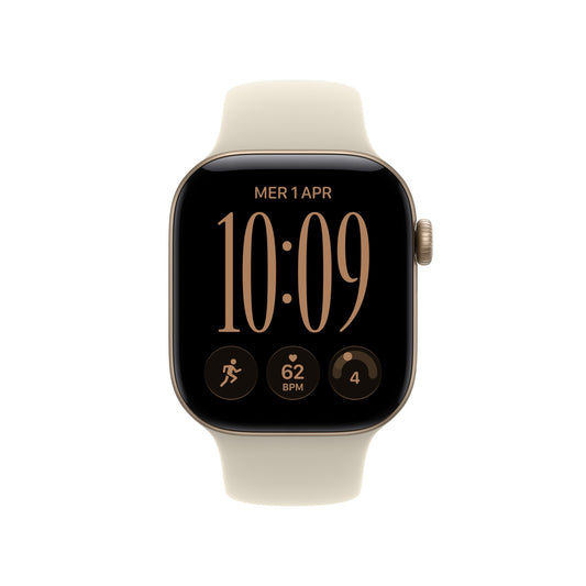 Apple Watch Series 12 GPS + Cellular 42mm Light Gold Aluminium Case with Sand Sport Band - S/M