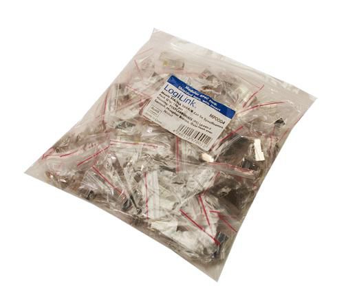 LogiLink Modular Plug RJ45 Cat.5e, shielded, 100pcs, with insert MP0004, CAT5e, Plastic, Gold, 100 pc(s)