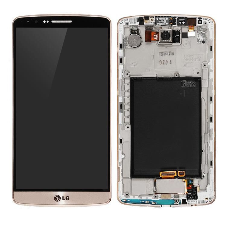 CoreParts LCD Screen and Digitizer with Front Frame Assembly Gold for LG G3 D850 Digitizer with Front Frame Assembly Gold