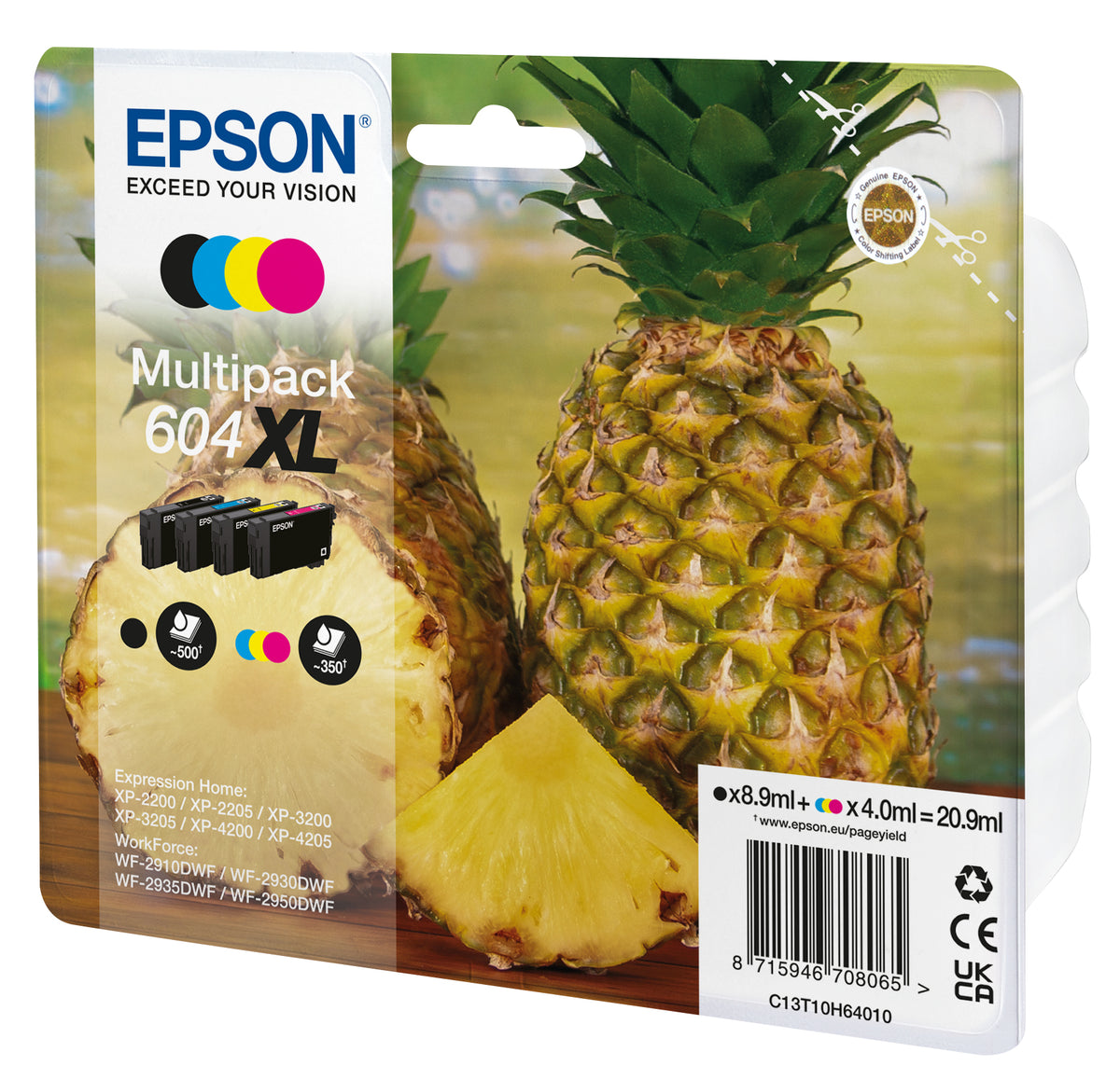 Epson C13T10H64010/604XL Ink cartridge multi pack Bk,C,M,Y high-capacity 500pg + 3x350pg Pack=4 for Epson XP 2200