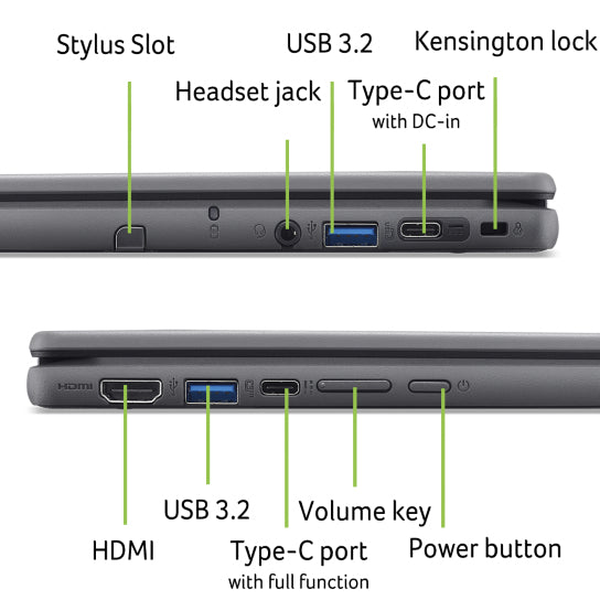 Acer Chromebook Spin 512 R857TN - Intel N150, 8GB, 128GB eMMC, 12.2" WUXGA Touchscreen Display, ChromeOS