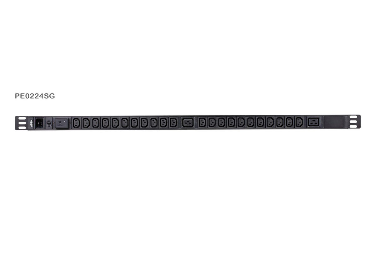 Aten 24-Outlet 0U Basic PDU with Surge Protection (16A) (22x C13, 2x C19) 0U Basic PDU with Surge Protection, Basic, 0U, Aluminium, Black,