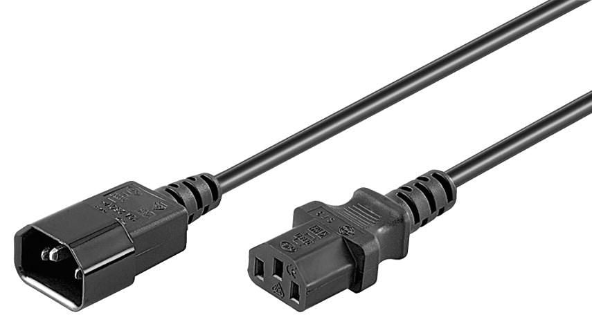 MicroConnect Power Cord C13-C14 1m Black Extension Cable,10A/250V H05VV-F3x10.75mm2 CU, Female-Male