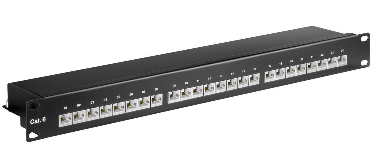 MicroConnect CAT6 24 port 19" Patch Panel, STP Shielded, Black internal connection technology for LSA insulation displacement terminals