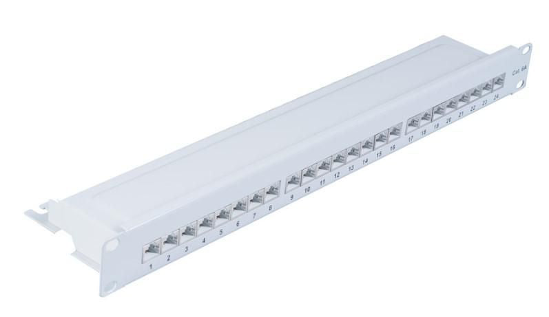 MicroConnect CAT6a 24 port 19" Patch Panel, STP Shielded, Grey, internal connection technology for LSA insulation displacement terminals