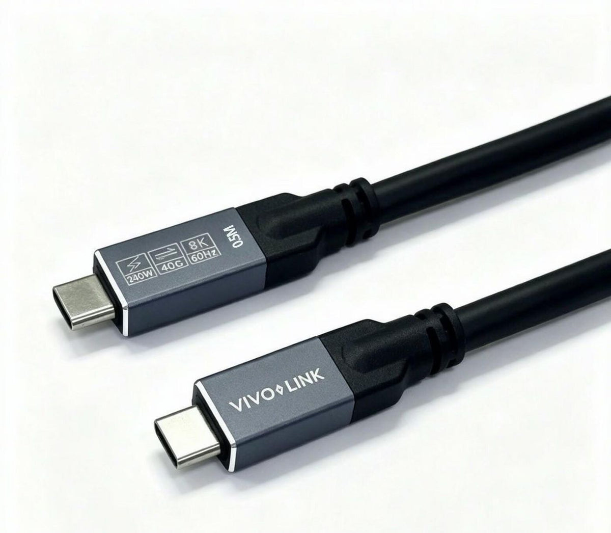 Vivolink USB-C to USB-C Cable 0.5m - USB4, 40Gbps, 100W PD, 8K, Enterprise-tested USB cable USB4 Gen 2x2 USB C 40 Gbit/s Black