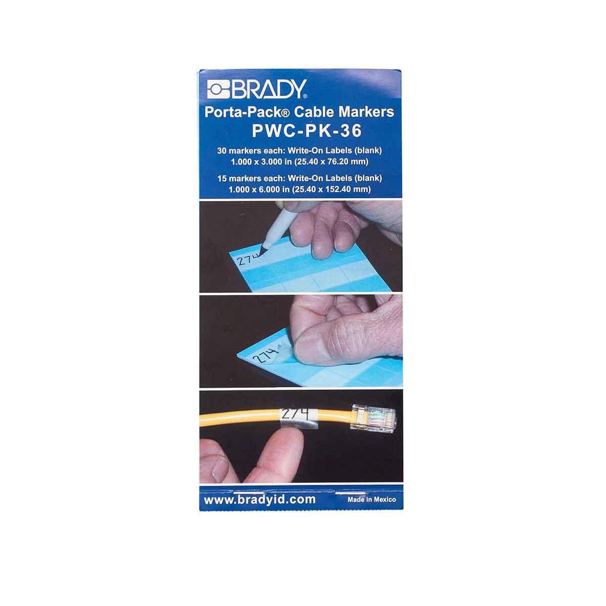 Brady Porta-Pack Wire Marker Books - Write-on Self-laminating Markers 25.40 mm x PWC-PK-36, Transparent, White, Vinyl, 45 pc(s), -40 - 70 °C,