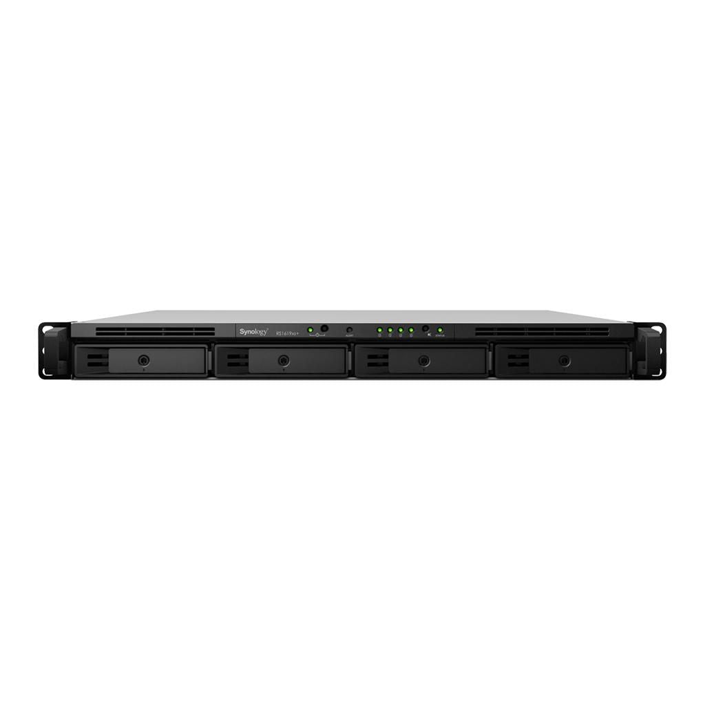Synology RackStation RS1619xs+ 1U 4-bay, 2xUSB 3.0, 1xeSATA Xeon D-1527 QuadCore CPU with AES-NI and 8 GB (up to 64 GB)
