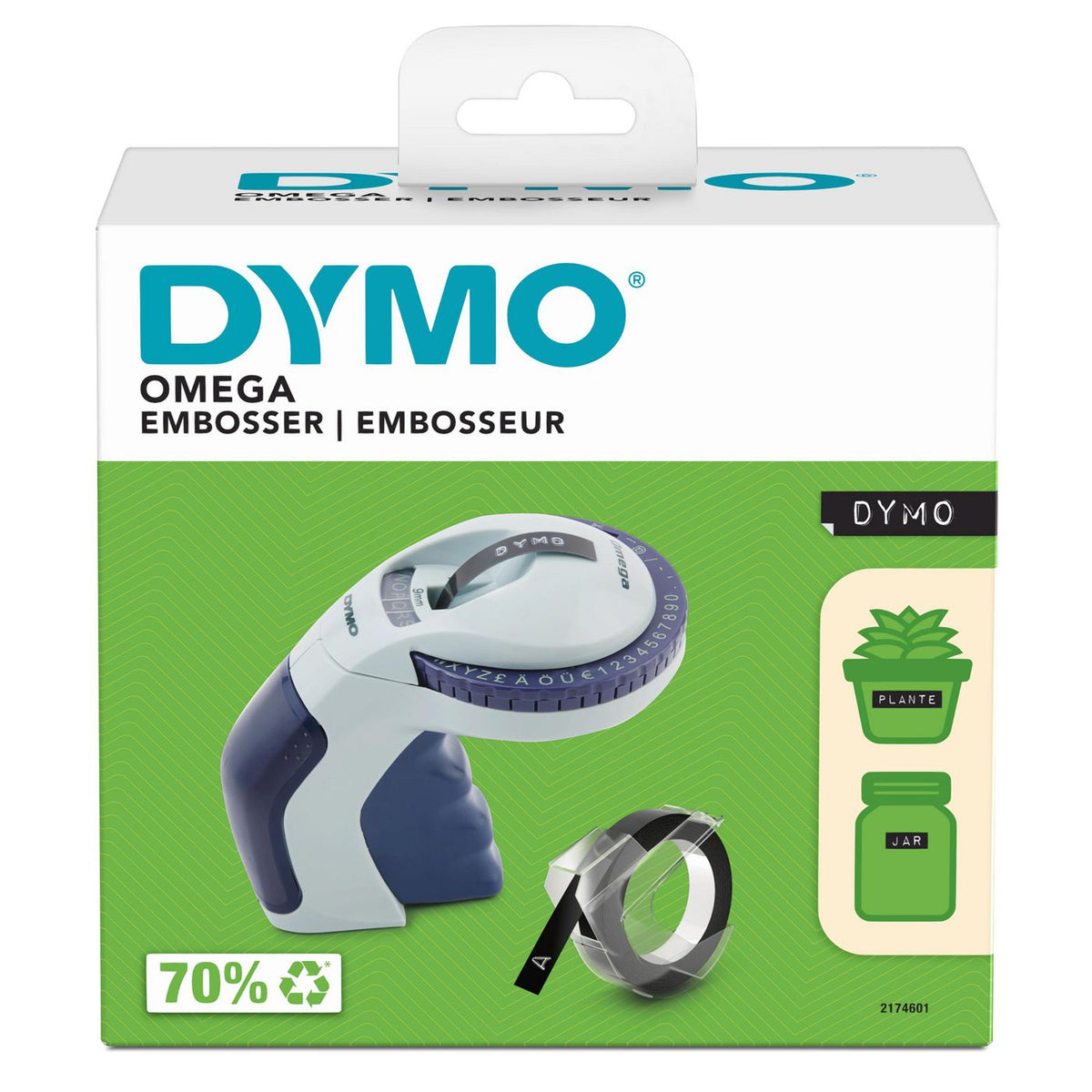 DYMO Omega - Uses Dymo 3D, EU Model XTL Omega embosser, Direct thermal, 3.7 mm, Blue, 49 characters, 9 mm, 170.2 mm