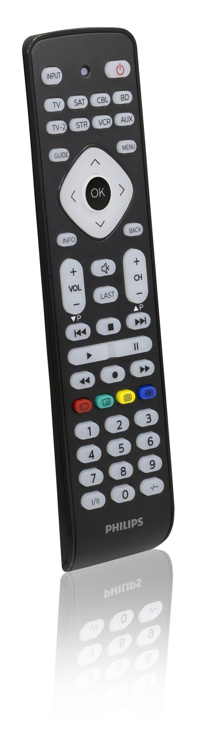 Philips Remote control 8 in 1 (TV, Perfect replacement SRP2018/10, Cable, DVD/Blu-ray, DVR, SAT, TV, VCR, IR Wireless, Press buttons,