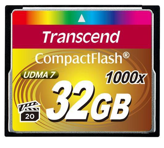 Transcend CF 1000X 32GB CompactFlash 1000x 32GB, 32 GB, CompactFlash, MLC, 160 MB/s, 120 MB/s, Black
