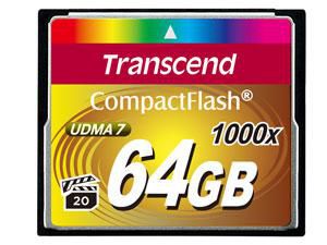 Transcend CF 1000X 64GB CompactFlash 1000x 64GB, 64 GB, CompactFlash, MLC, 160 MB/s, 120 MB/s, Black