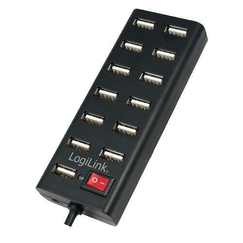 LogiLink USB 2.0 Hub, 13-port, incl. 3,5A power, black UA0126, USB 2.0, 480 Mbit/s, Black, Status, 0.75 m, CE, RoHS