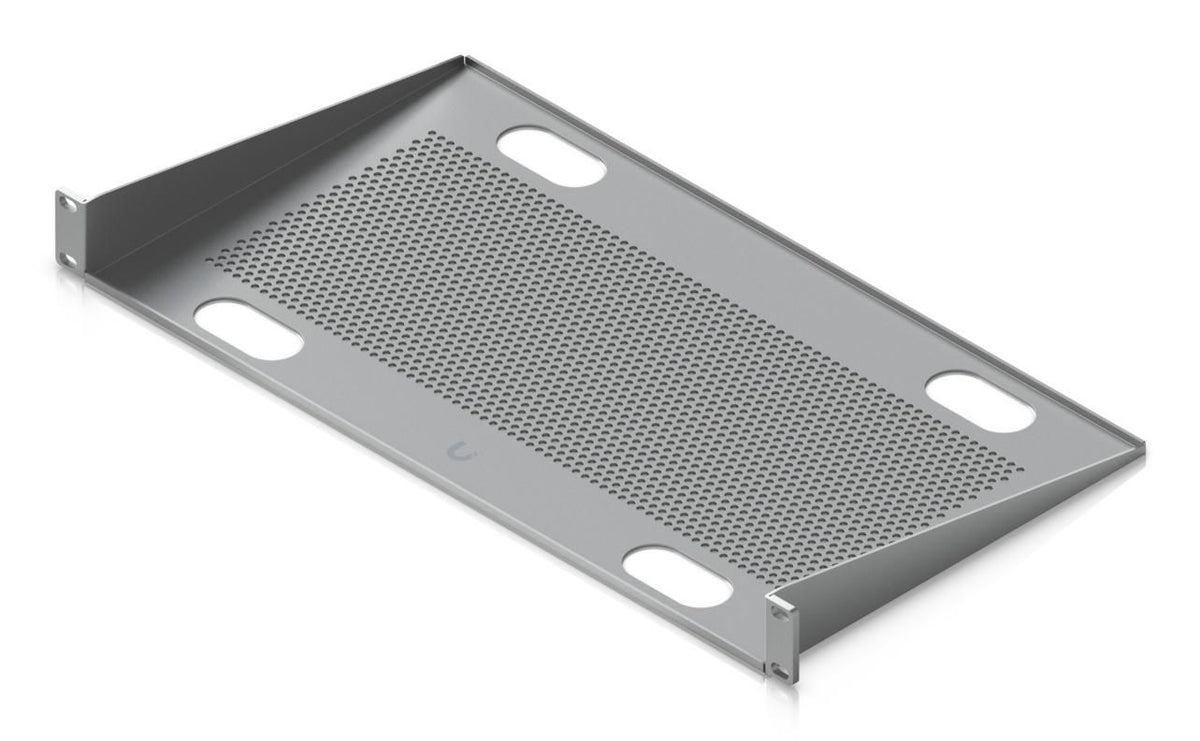 Ubiquiti 1U fixed cantilever shelf for mounting non-rackmount devices in standard 19" racks.