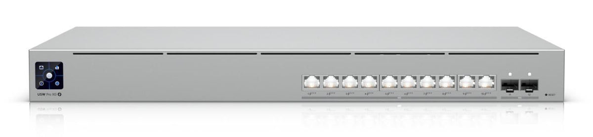 Ubiquiti 1U, professional-grade 10-port, Layer 3 Etherlighting PoE switch with (10) 10 GbE and (2) 10G SFP ports - UK Plug