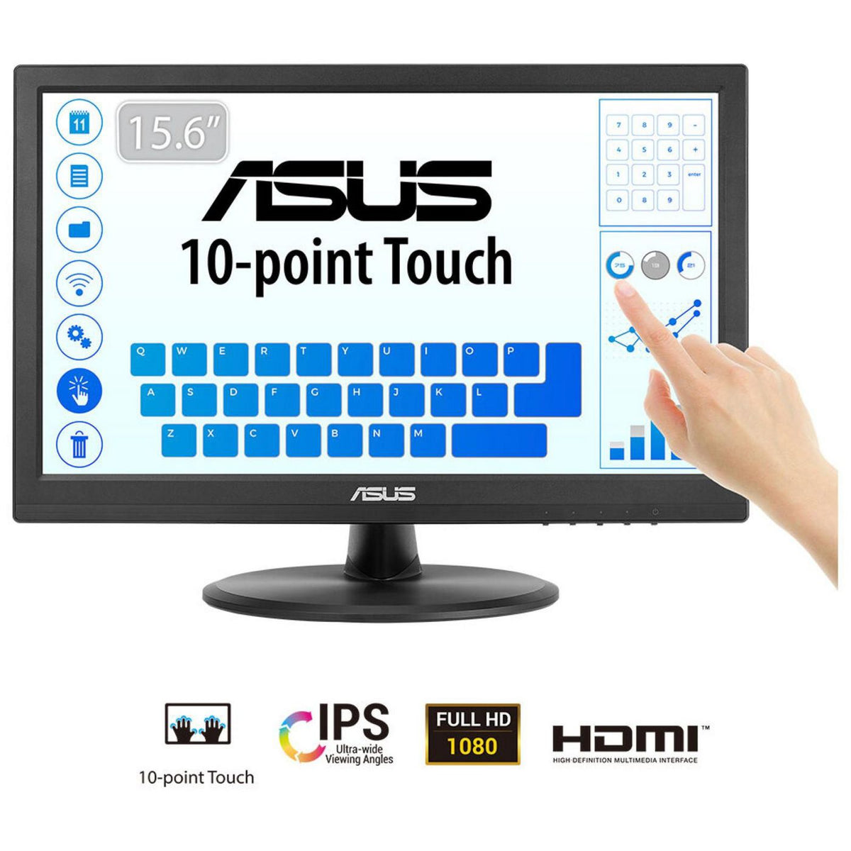 Asus 169He Computer Monitor 39.6 Cm (15.6") 1920 X 1080 Pixels Full Hd Led Touchscreen Tabletop Black