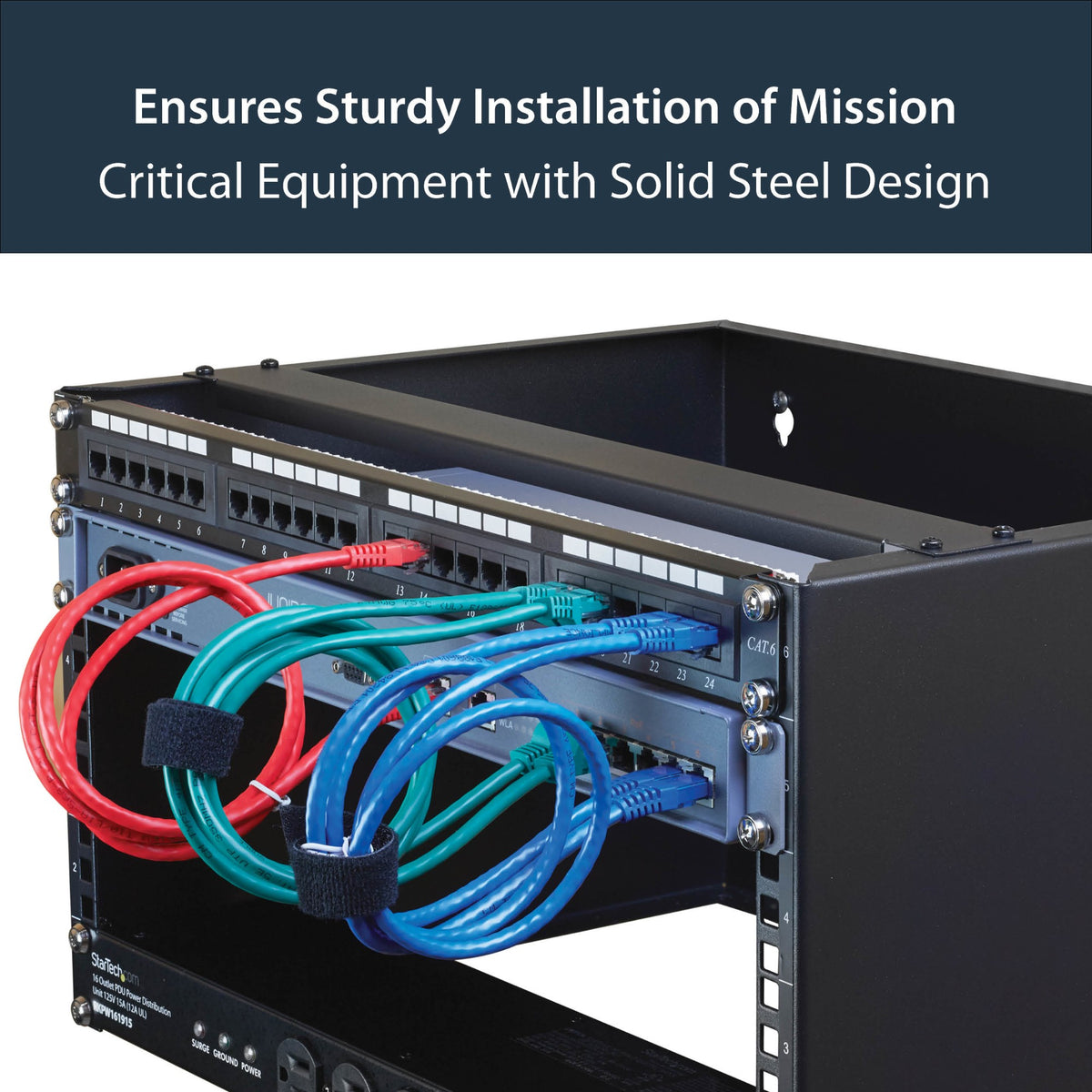 StarTech.com 6U Wall Mount Network Rack - 14 Inch Deep (Low Profile) - 19" Patch Panel Bracket for Shallow Server and IT Equipment, Network Switches - 44lbs/20kg Weight Capacity, Black