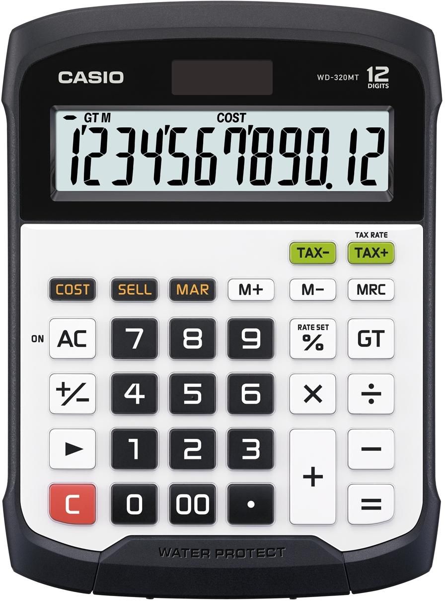Casio WD-320MT WD-320MT, Desktop, Financial, 12 digits, Display tilting, Battery/Solar, Black,White