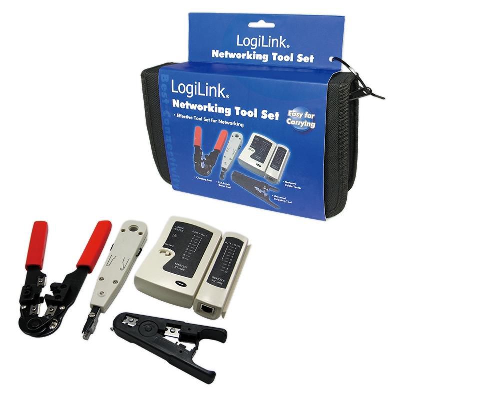 LogiLink Tool & Tester Set for Networking, 4 parts, EconLine WZ0012, 630 g, 223 x 192 x 50 mm