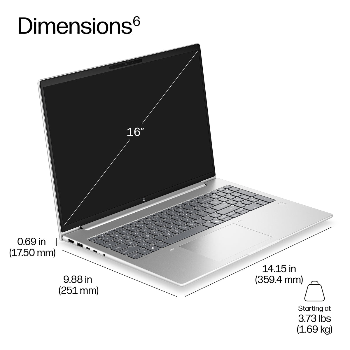 HP ProBook 4 G2i 16 AI PC Intel Core 7 350 Laptop 40.6 cm (16") WUXGA 16 GB DDR5-SDRAM 512 GB SSD Wi-Fi 6E (802.11ax) Windows 11 Pro Silver