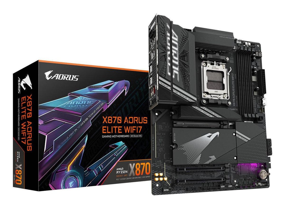 Gigabyte X870 Aorus Elite Wifi7 Motherboard - Supports Amd Ryzen 9000 Cpus, 16+2+2 Phases Vrm, Up To 8000Mhz Ddr5 (Oc), 3Xpcie 5.0 +