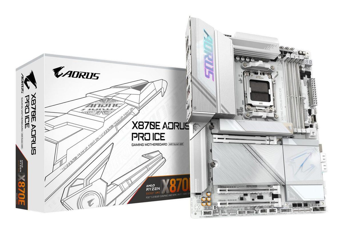 Gigabyte Motherboard - Supports Amd Ryzen 9000 Cpus, 16+2+2 Phases Digital Vrm, Up To 8000Mhz Ddr5 (Oc), 3Xpcie 5.0 + 1Xpcie 4.0, Wi-Fi 7,