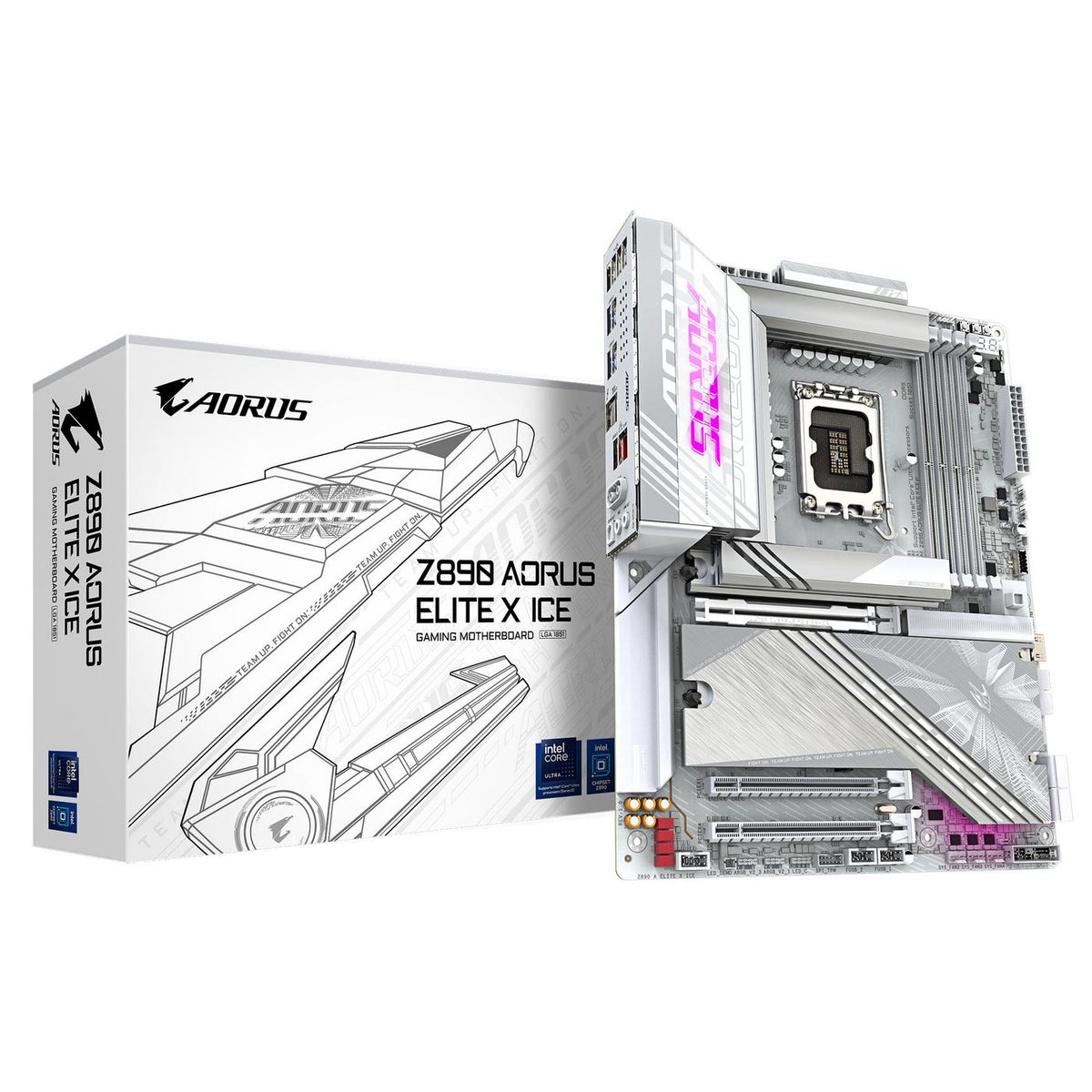 Gigabyte Z890 Aorus Elite X Ice Motherboard - Supports Intel Core Ultra (Series 2) Cpus, 16+1+2 Phases Vrm, Up To 9500Mhz Ddr5 (Oc), 1Xpcie
