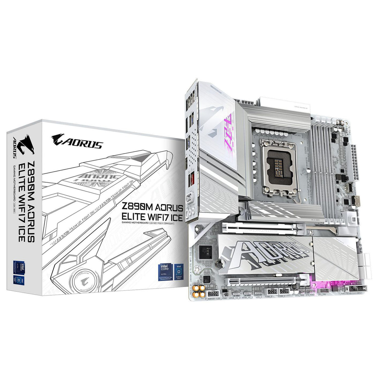 Gigabyte Z890M Aorus Elite Wifi7 Ice Motherboard - Supports Intel Core Ultra (Series 2) Cpus, 12+1+2 Phases Vrm, Up To 8800Mhz Ddr5 (Oc), 1Xpcie