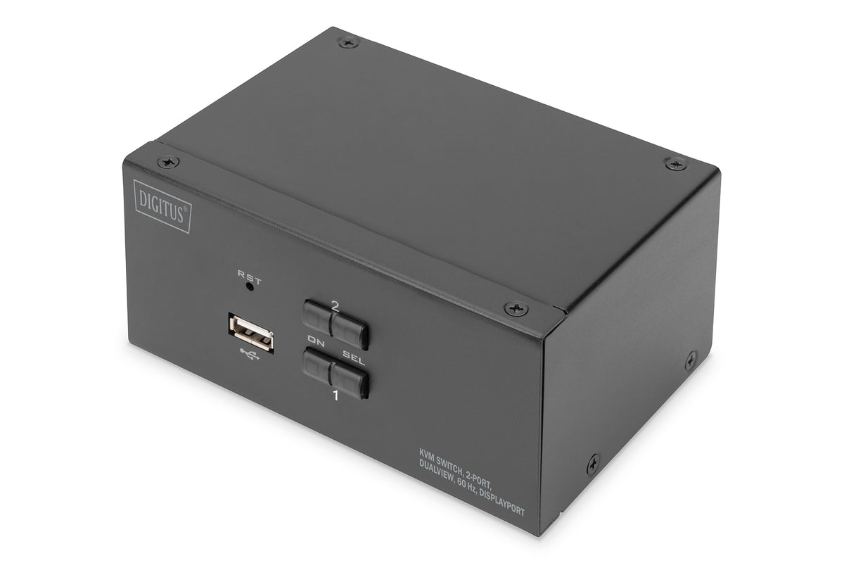 Digitus KVM Switch, 2-Port, Dual Display, 4K, DisplayPort®