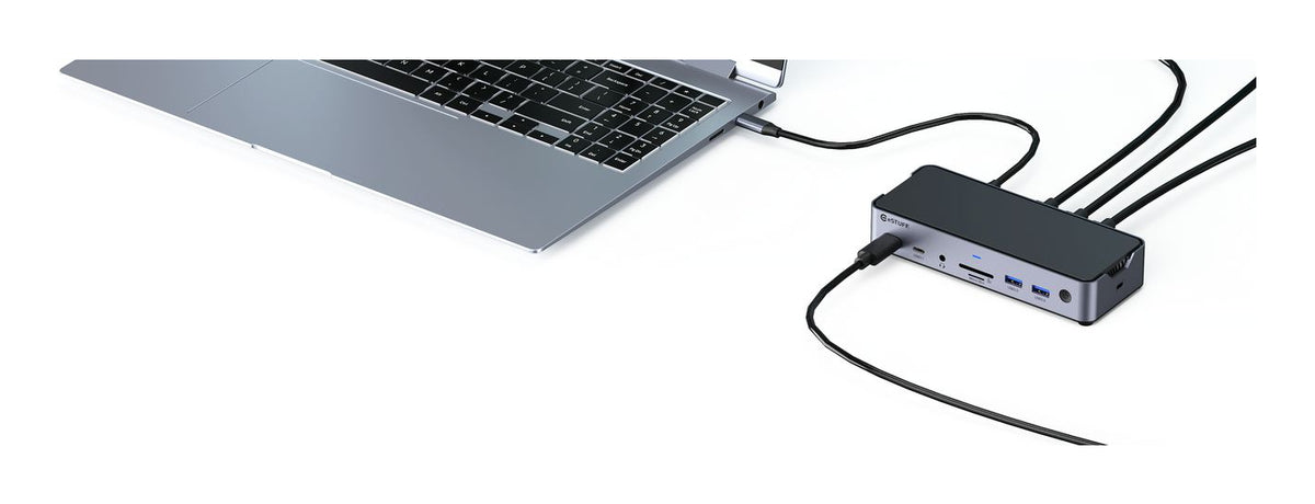 eSTUFF GLB232006 laptop dock/port replicator Wired Aluminium