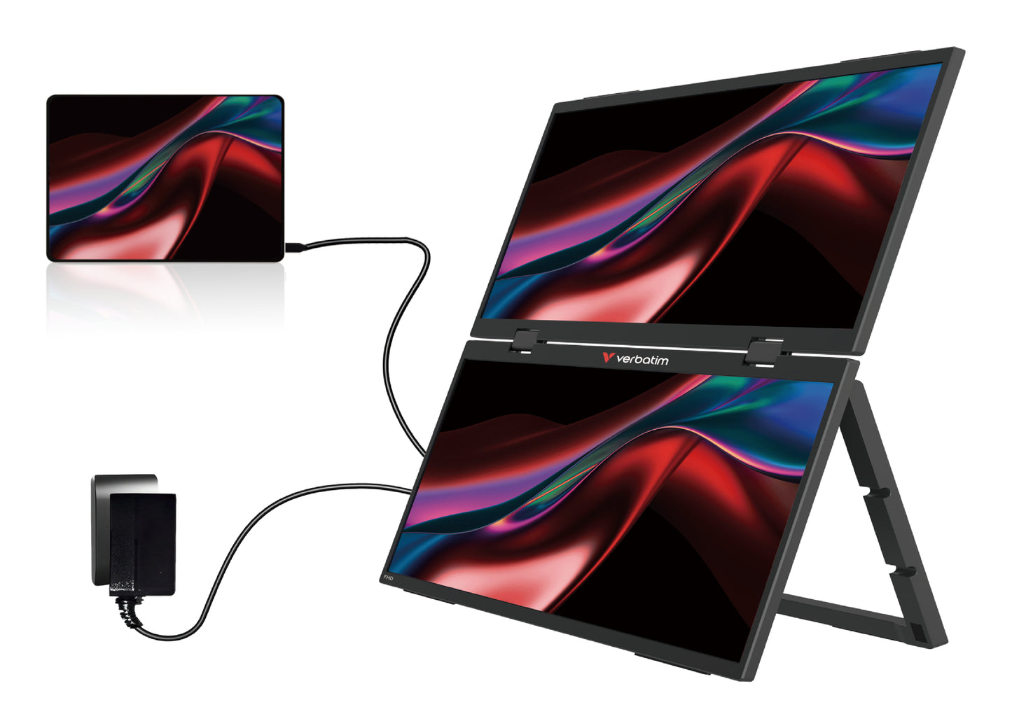 Verbatim Portable 15.6" FHD Dual Monitor Essentials Portable monitor Black 15.6" LCD 1920 x 1080 pixels