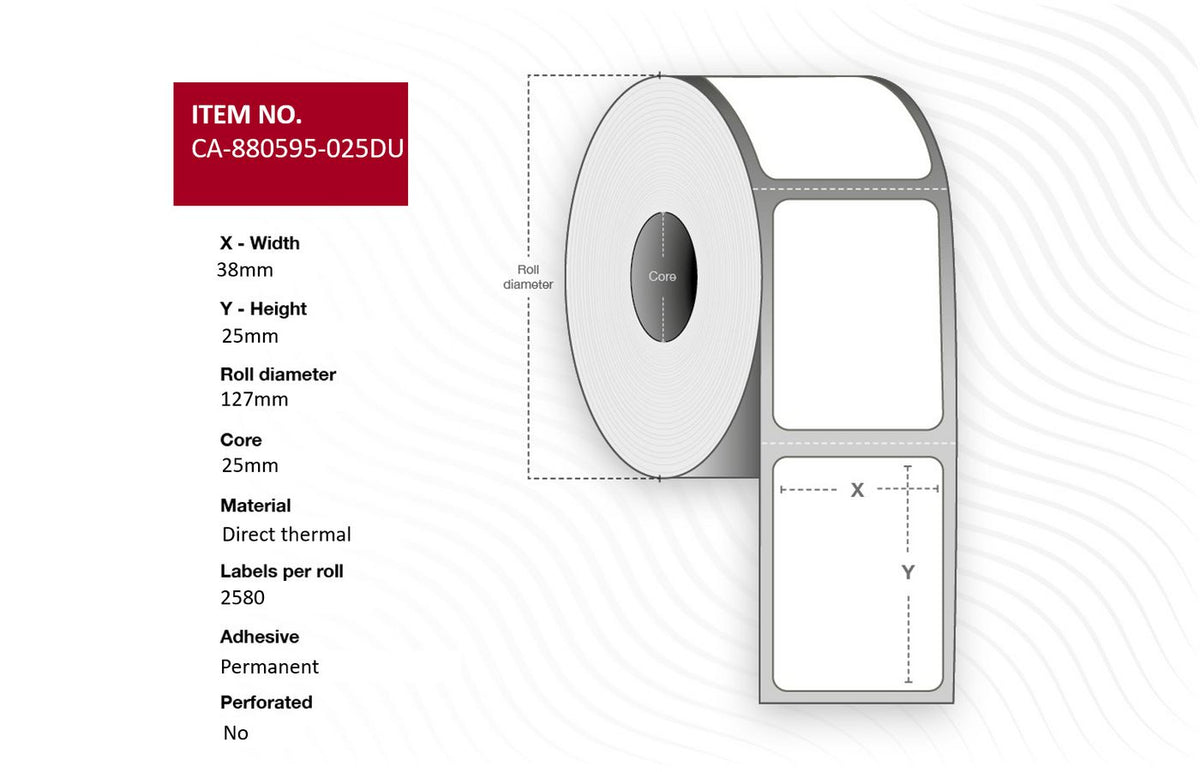 Capture CA-880595-025DU printer label White