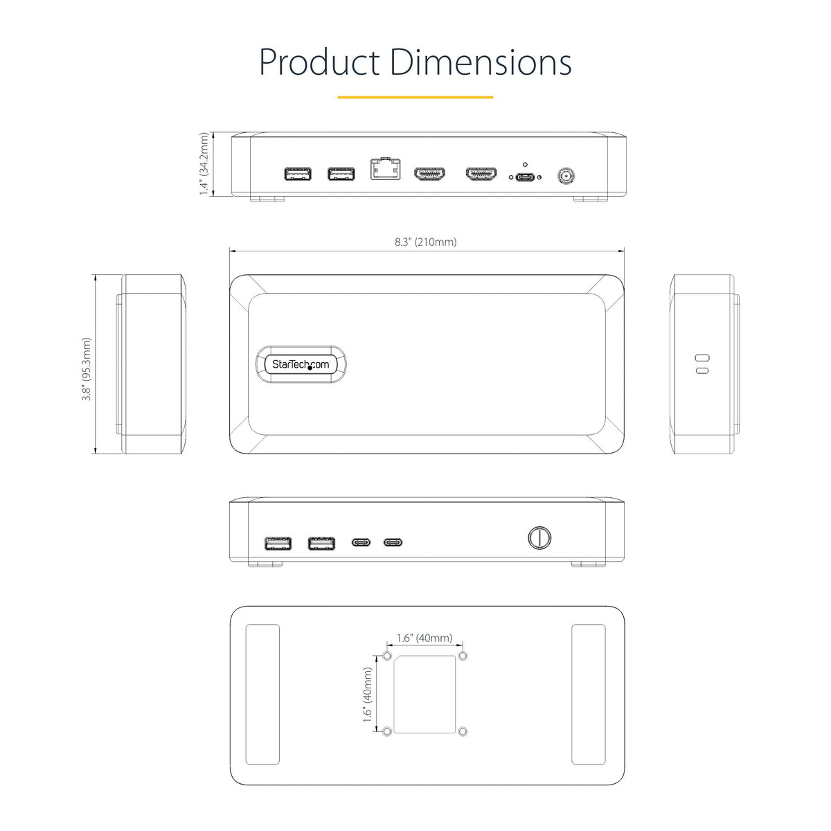 StarTech.com Dual-Monitor USB4 Docking Station, Dual 4K 120Hz or Single 8K 60Hz HDMI, 100W Laptop Charging, 2.5GbE, USB-C Multi-Monitor Dock, Driverless