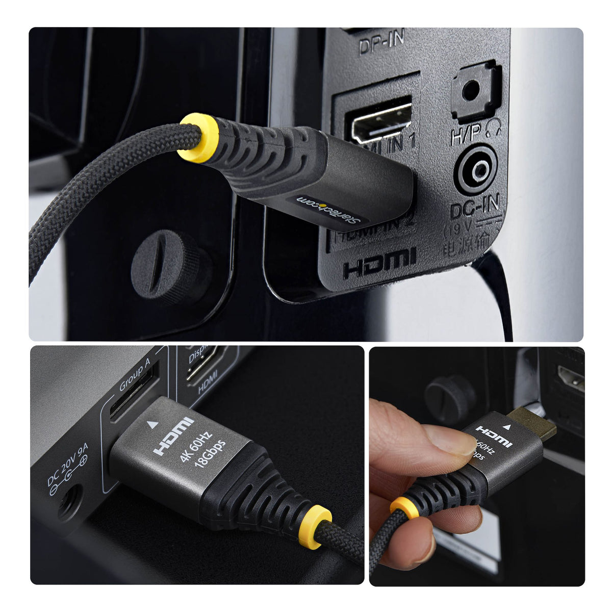 StarTech.com 50cm (1.6ft) Premium Certified High Speed HDMI Cable, Ultra Flexible HDMI Cable, 4K 60Hz/1440p 144Hz w/HDR10/ARC, 18Gbps, High Flex Braided HDMI Cord