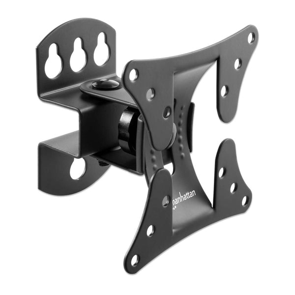 Manhattan Pivoting Wall Mount for TV & Monitors (Tilt and Swivel), For screens 13" to 27", VESA compatibility: all between 75x75mm and 100x100mm - check the dimensions of the four mounting holes on back of screen to ensure it fits, Single Stud Bracket, Ma