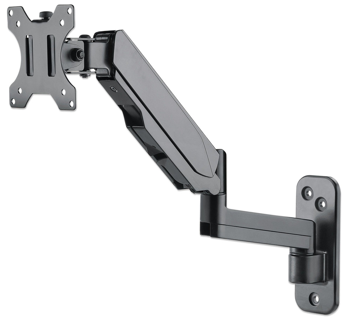 Manhattan Wall Mount for TV & Monitors (Spring Arm 3 pivots), For screens 17" to 32", VESA compatibility: 75x75mm and 100x100mm - check the dimensions of the four mounting holes on back of screen to ensure it fits, Max 8kg, Black, Bracket, Lifetime Warran