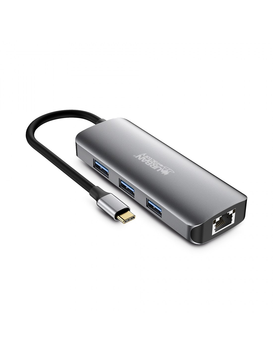 Urban Factory HUBEE 8 IN 1 : HUB USB-C WITH 3 USB-A / 1 HDMI 4K / 1 RJ45 / 2 CARD READERS AND 1 USB-C 100W PD