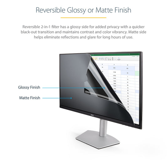 StarTech.com Monitor Privacy Screen for 24" Display - Computer Screen Security Filter - Blue Light Reducing Screen Protector Film - 16:10 Widescreen - Matte/Glossy - +/-30 Degree - TAA